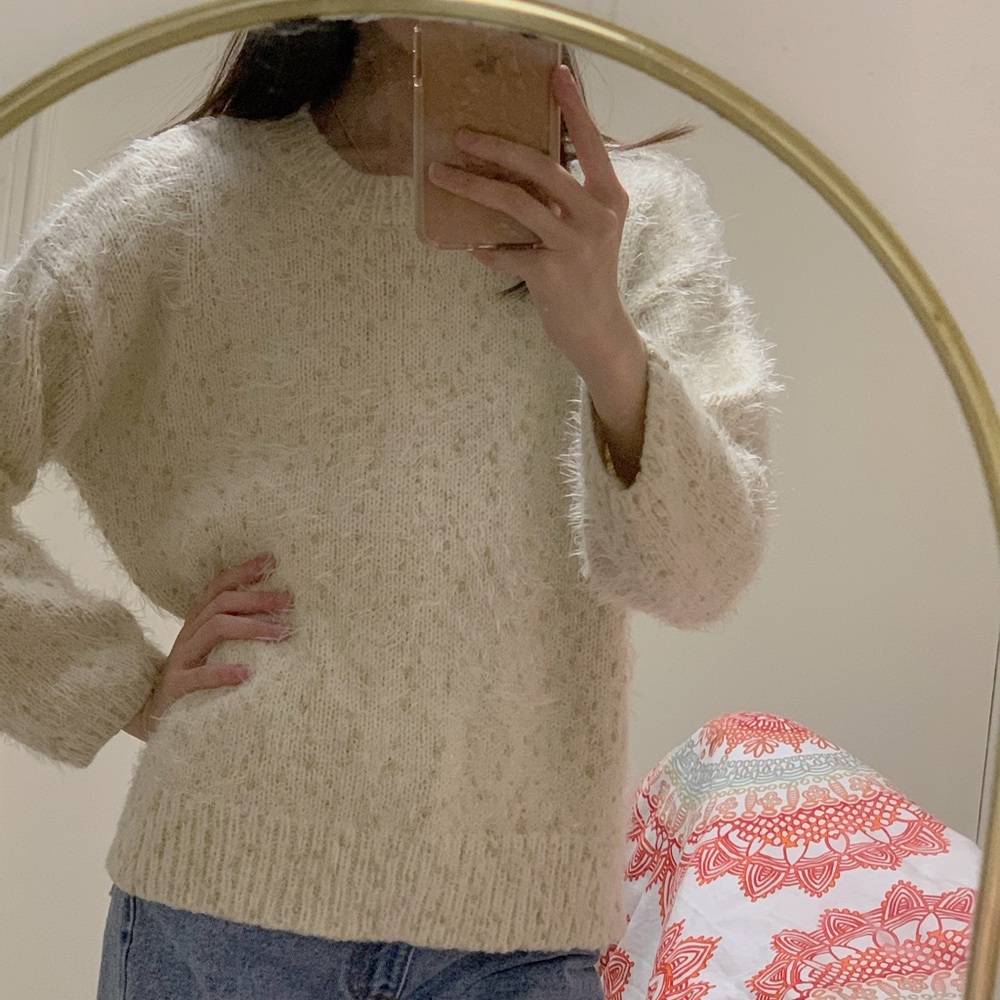 sparkly cream sweater